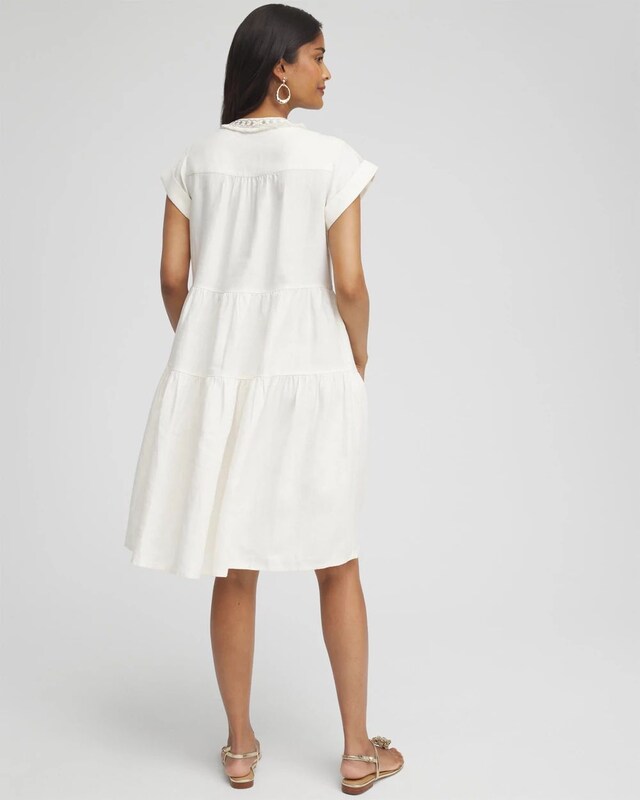 Linen Embellished Cap Sleeve Dress - image 3